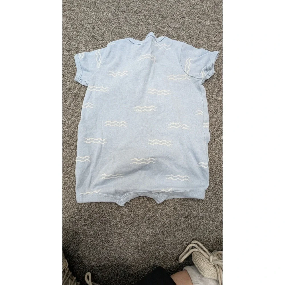 Carters Child of Mine‎ Baby Boys Blue Shark Wave Romper One Piece 3-6 Months